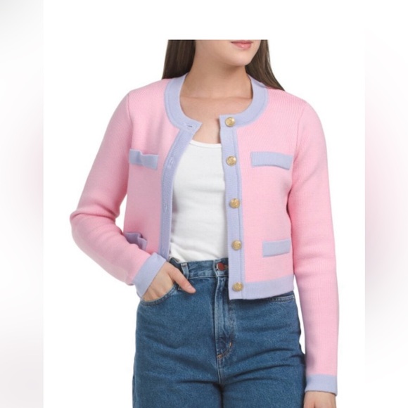 LoveShackFancy Pink and Lavender Cardigan - Picture 1 of 7